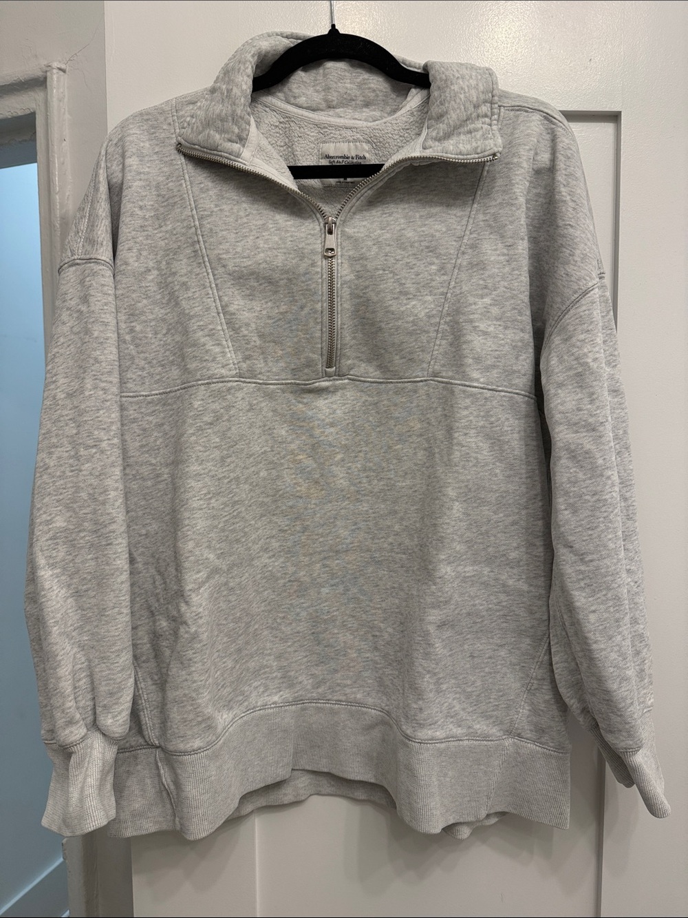 Abercrombie & Fitch Light Gray Quarter-Zip Pullover Sweater